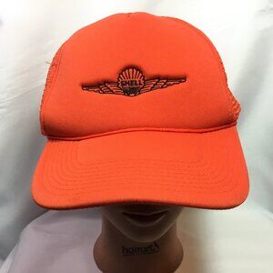 Vintage Shell Oil Hat Gasoline Trucker Hat Adjustable Snapback Orange Cap